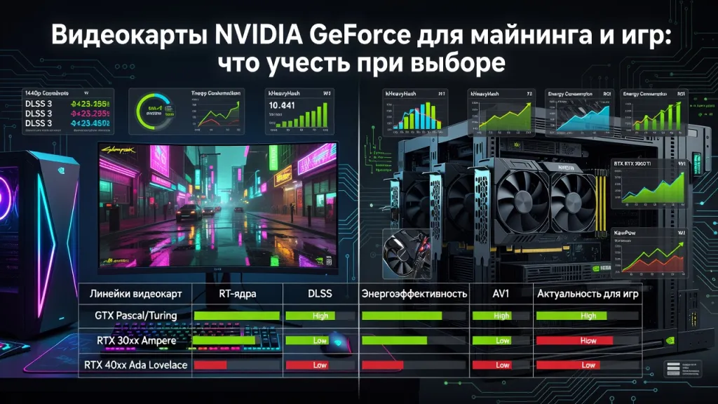 Видеокарты NVIDIA GeForce для майнинга и игр: что учесть при выборе