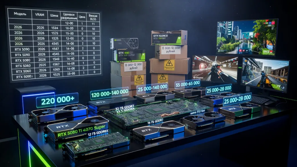 Лучшие видеокарты NVIDIA GeForce 2026 года: рейтинг цена/мощность